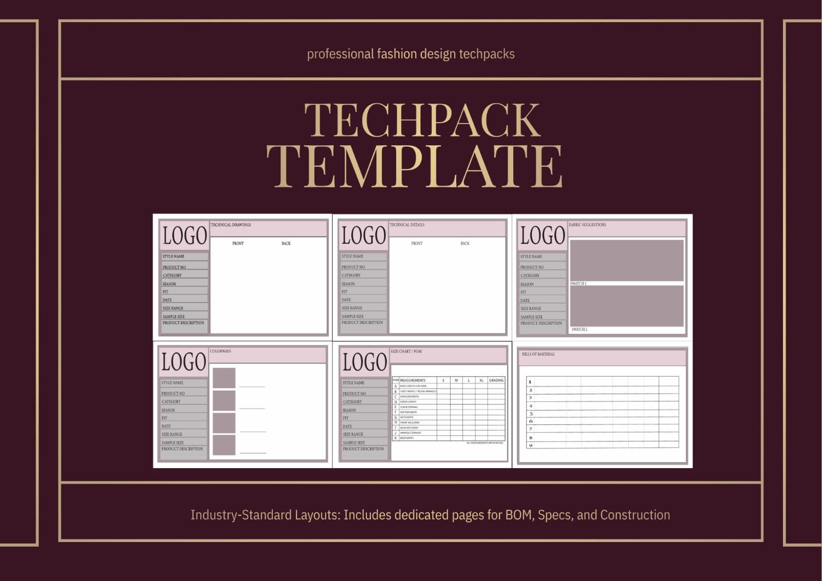 Tech Pack Template — Blush Edition