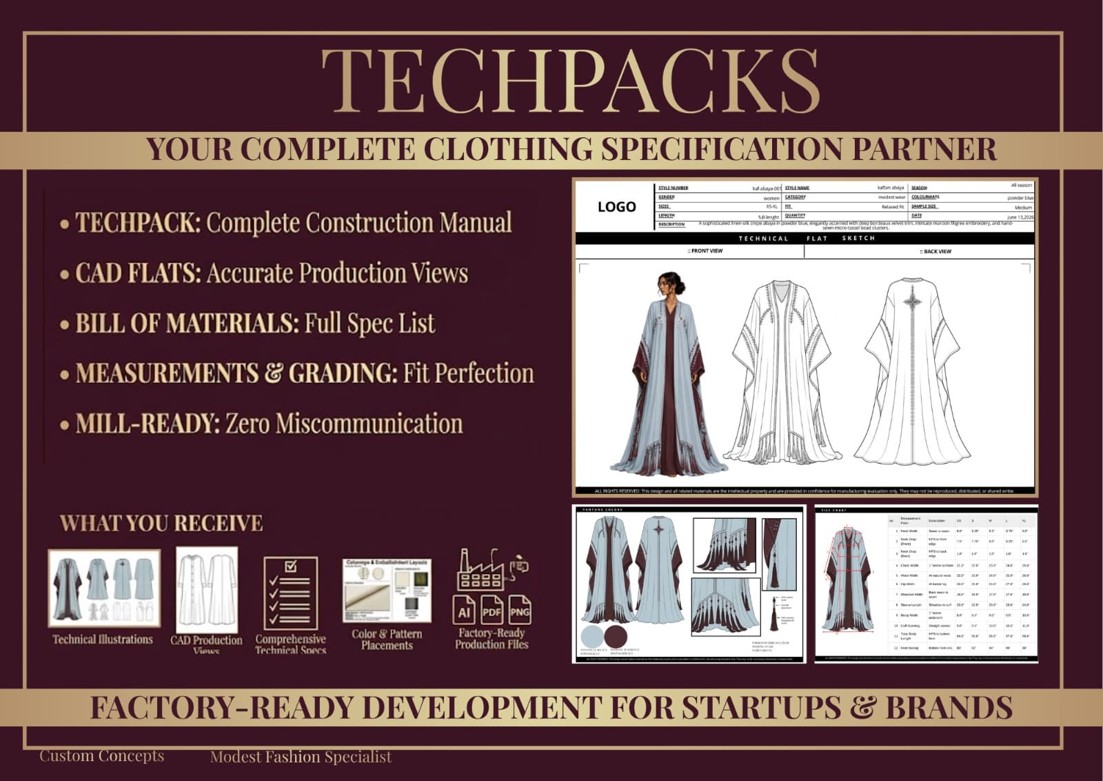 Fashion Tech Packs for Abaya, Kaftan & Modest Wear