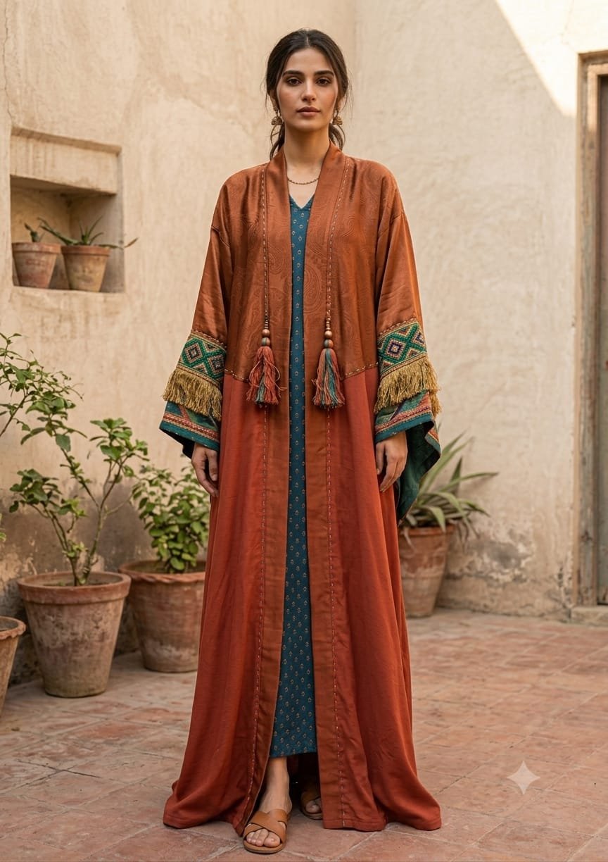 Terracotta tribal kimono