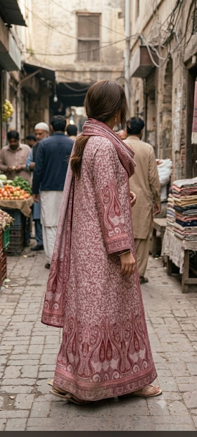 Rosé paisley shawl suit